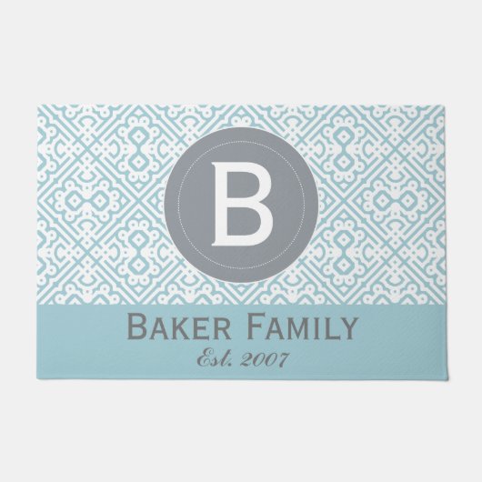 Monogram Modern marokkanischen Stil Door Mat, Gray Fußmatte (Vorderseite)