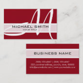 Monogram Modern Maroon Background Visitenkarte (Vorne/Hinten)