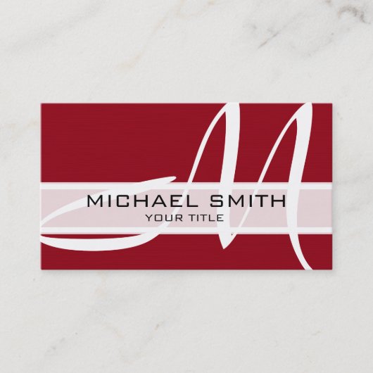 Monogram Modern Maroon Background Visitenkarte (Vorderseite)