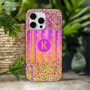 Monogram Modern Meerjungfrau Glitzer Lila Orange Case-Mate iPhone Hülle