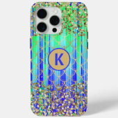 Monogram Modern Mermaid Glitzer Green Blue Case-Mate iPhone Hülle (Rückseite)