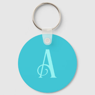 Monogram Modern Minimal Aquamarin Schlüsselanhänger