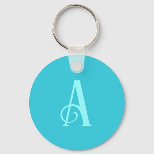 Monogram Modern Minimal Aquamarin Schlüsselanhänger (Vorderseite)