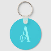 Monogram Modern Minimal Aquamarin Schlüsselanhänger (Rückseite)