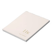 Monogram Modern Minimal Blush Pink Gold Einfach Notizblock (Rotiert)