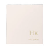 Monogram Modern Minimal Blush Pink Gold Einfach Notizblock (Vorderseite)