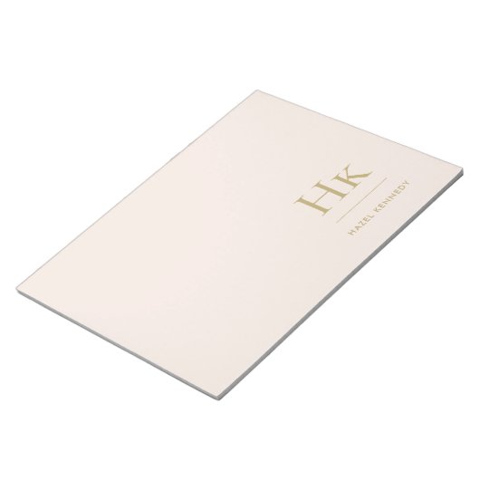 Monogram Modern Minimal Blush Pink Gold Einfach Notizblock (angewinkelt)