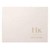 Monogram Modern Minimal Blush Pink Gold Einfach Notizblock (Vorderseite)