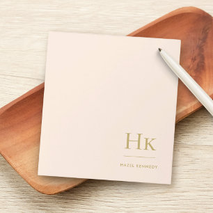 Monogram Modern Minimal Blush Pink Gold Einfach Notizblock