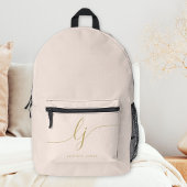 Monogram Modern Minimal Blush Pink Gold Initials Bedruckter Rucksack