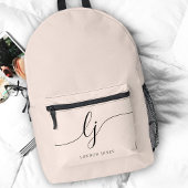 Monogram Modern Minimal Blush Pink Script Initials Bedruckter Rucksack