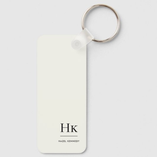Monogram Modern Minimal Classic Ivory Monogrammed Schlüsselanhänger (Rückseite)