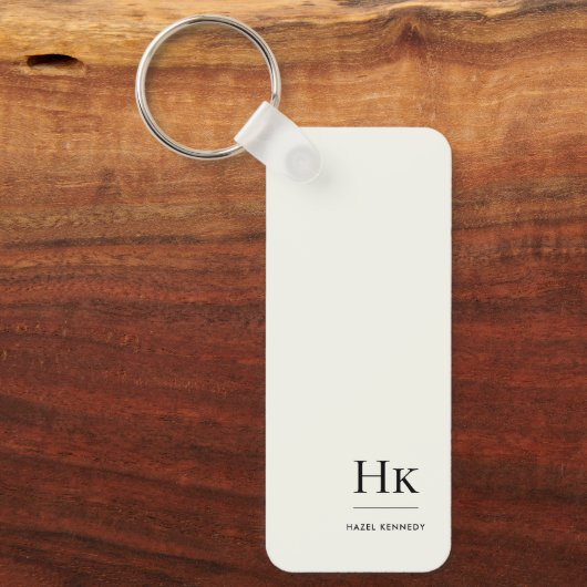 Monogram Modern Minimal Classic Ivory Monogrammed Schlüsselanhänger (Vorderseite)