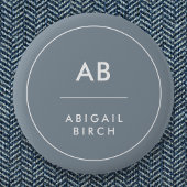 Monogram, modern Minimal Dusky Blue Gray Button