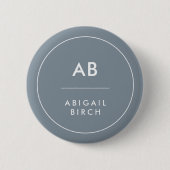Monogram, modern Minimal Dusky Blue Gray Button (Vorderseite)
