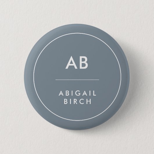 Monogram, modern Minimal Dusky Blue Gray Button (Vorderseite)
