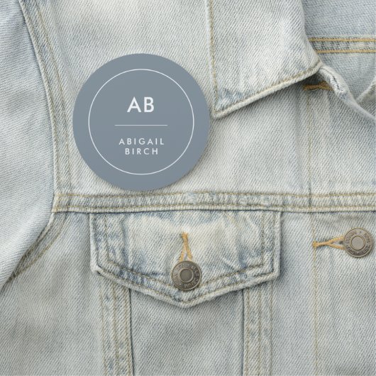 Monogram, modern Minimal Dusky Blue Gray Namensschild (Beispiel)