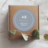 Monogram, modern Minimal Dusky Blue Gray Runder Aufkleber