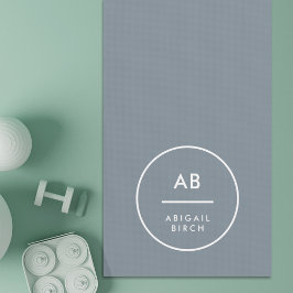 Monogram, modern Minimal Dusky Blue Gray Yogamatte