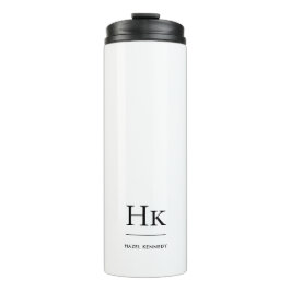 Monogram Modern Minimal einfach elegant Schwarz Thermosbecher