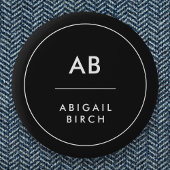 Monogram Modern Minimal einfach Schwarz und Weiß Button