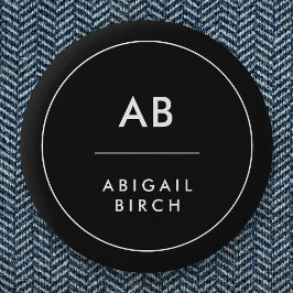 Monogram Modern Minimal einfach Schwarz und Weiß Button