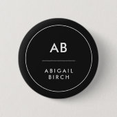 Monogram Modern Minimal einfach Schwarz und Weiß Button (Vorderseite)