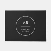 Monogram Modern Minimal einfach Schwarz und Weiß Fußmatte (Vorderseite)