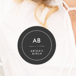 Monogram Modern Minimal einfach Schwarz und Weiß Namensschild