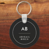 Monogram Modern Minimal einfach Schwarz und Weiß Schlüsselanhänger (Vorderseite)