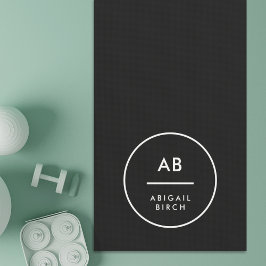 Monogram Modern Minimal einfach Schwarz und Weiß Yogamatte