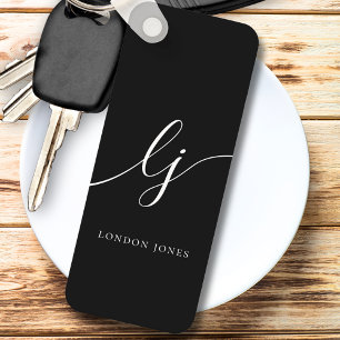 Monogram Modern Minimal elegant Schwarz-weiß Schlüsselanhänger