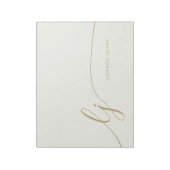 Monogram Modern Minimal Feminine Gold Script Notizblock (Rotiert)