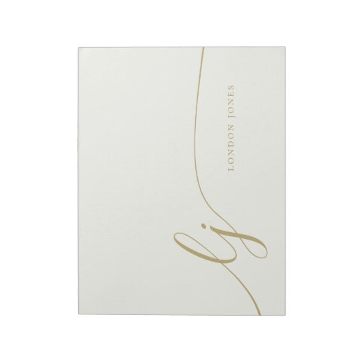 Monogram Modern Minimal Feminine Gold Script Notizblock (Rotiert)