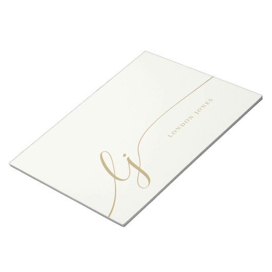 Monogram Modern Minimal Feminine Gold Script Notizblock (angewinkelt)