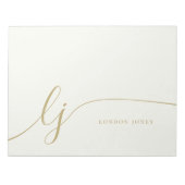 Monogram Modern Minimal Feminine Gold Script Notizblock (Vorderseite)