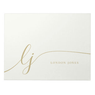 Monogram Modern Minimal Feminine Gold Script Notizblock