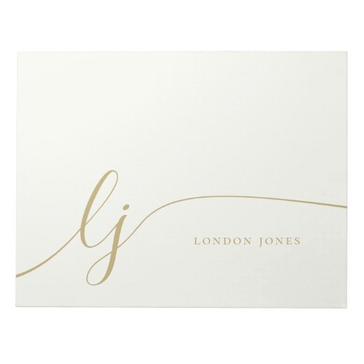 Monogram Modern Minimal Feminine Gold Script Notizblock (Vorderseite)