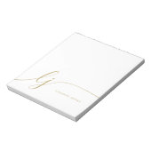 Monogram Modern Minimal Feminine Gold Script Notizblock (Rotiert)