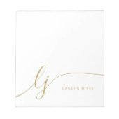Monogram Modern Minimal Feminine Gold Script Notizblock (Vorderseite)