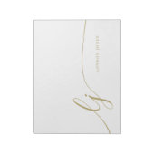 Monogram Modern Minimal Feminine Gold Script Notizblock (Rotiert)