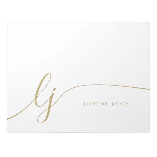 Monogram Modern Minimal Feminine Gold Script Notizblock (Vorderseite)