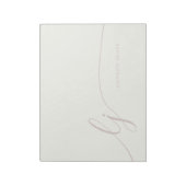 Monogram Modern Minimal Feminine Ivory Rose Script Notizblock (Rotiert)