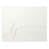 Monogram Modern Minimal Feminine Ivory Rose Script Notizblock (Vorderseite)
