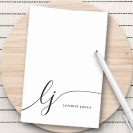 Monogram Modern Minimal Feminine Schwarz und Weiß Post-it Klebezettel