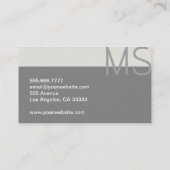 Monogram Modern Minimal grau Beruflich Visitenkarte (Rückseite)