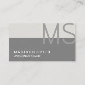 Monogram Modern Minimal grau Beruflich Visitenkarte (Vorderseite)