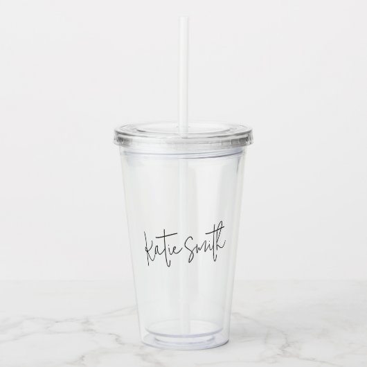 Monogram Modern Minimal handgeschriebenes Skript Acryltrinkbecher (Vorderseite)