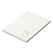 Monogram Modern Minimal Ivory Gold Monogrammed Notizblock (Rotiert)