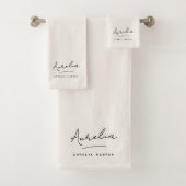 Monogram Modern Minimal Neutral Stilvolles Elegant Badhandtuch Set (Insitu)